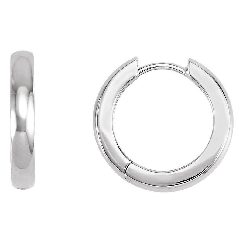Curata 14k White Gold 17.5mm Polished Hinged Earrings