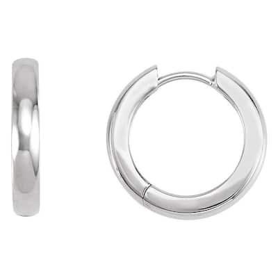Curata 14k White Gold 17.5mm Polished Hinged Earrings