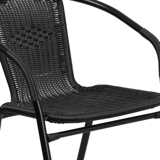 Powder-coated Aluminum/ Rattan Lightweight 5-piece Outdoor Dining Set