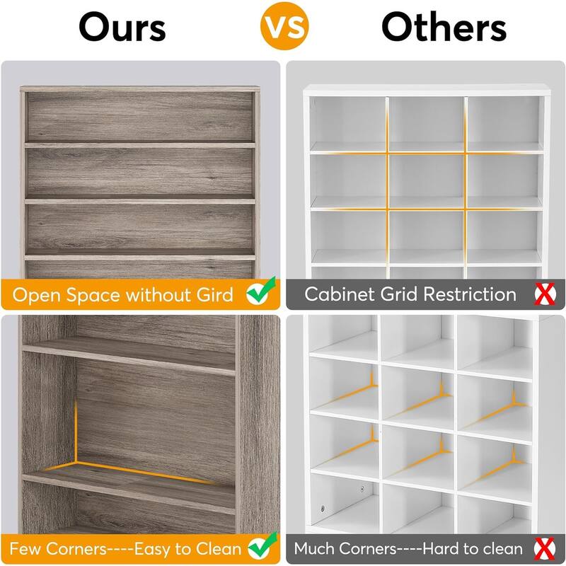 31" Width Grey Shoe Cabinet, 9 Tiers 40-45 Pairs