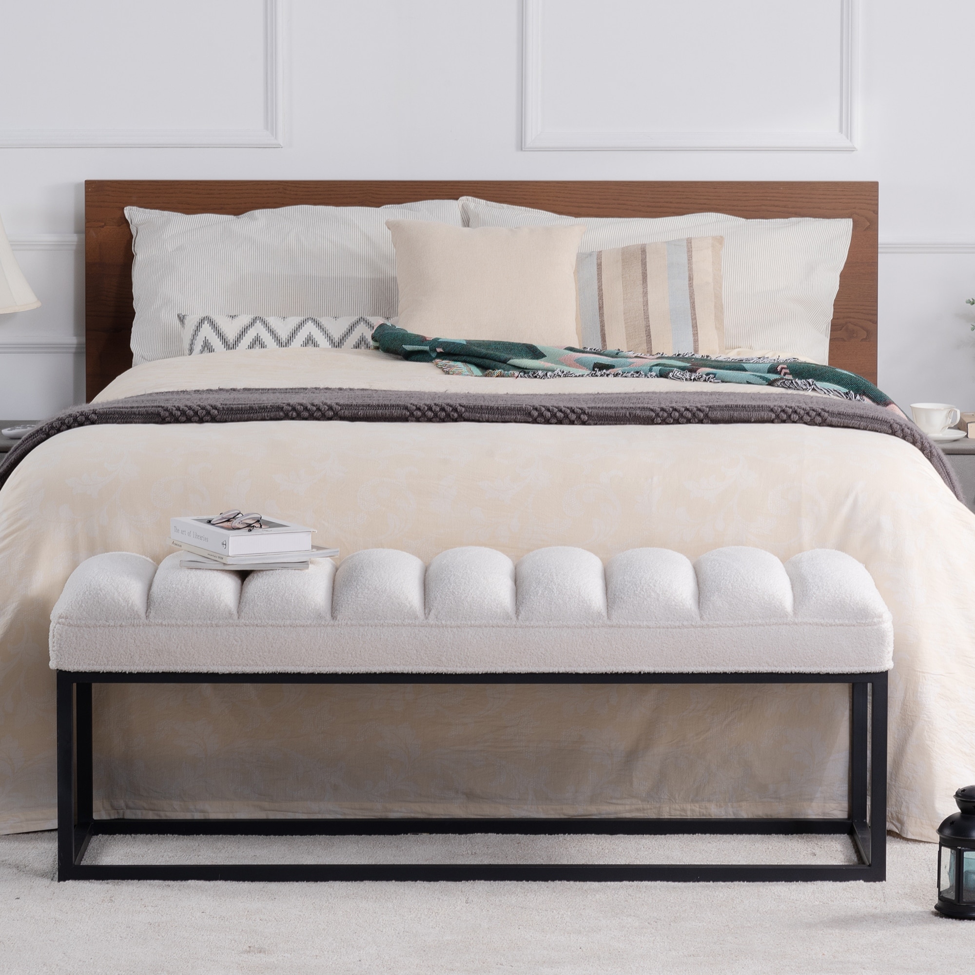 Metal Base Upholstered Bench For Bedroom And Entryway Seating