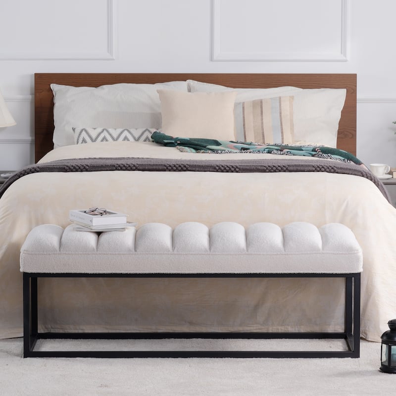 Tala Modern Upholstered Bench with Metal Base by GDFStudio