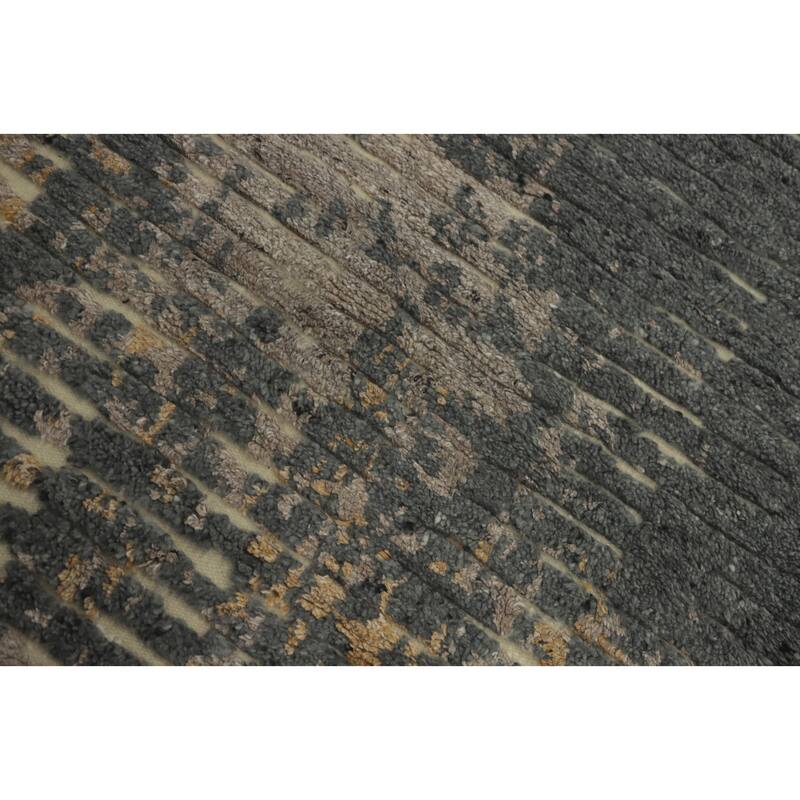 Hand-knotted Modern Wool Grey Stripe Area Rug Oriental Carpet - 7' 8'' X 5' 5''
