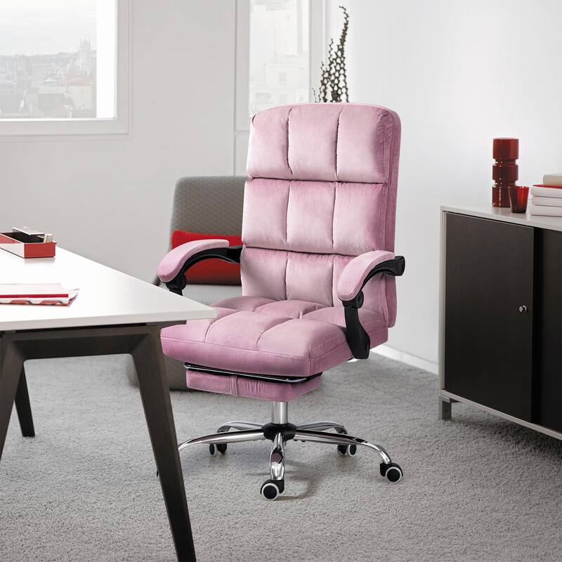 AVAWING Velvet Executive Chair Ergonomic Office Chair with Footrest