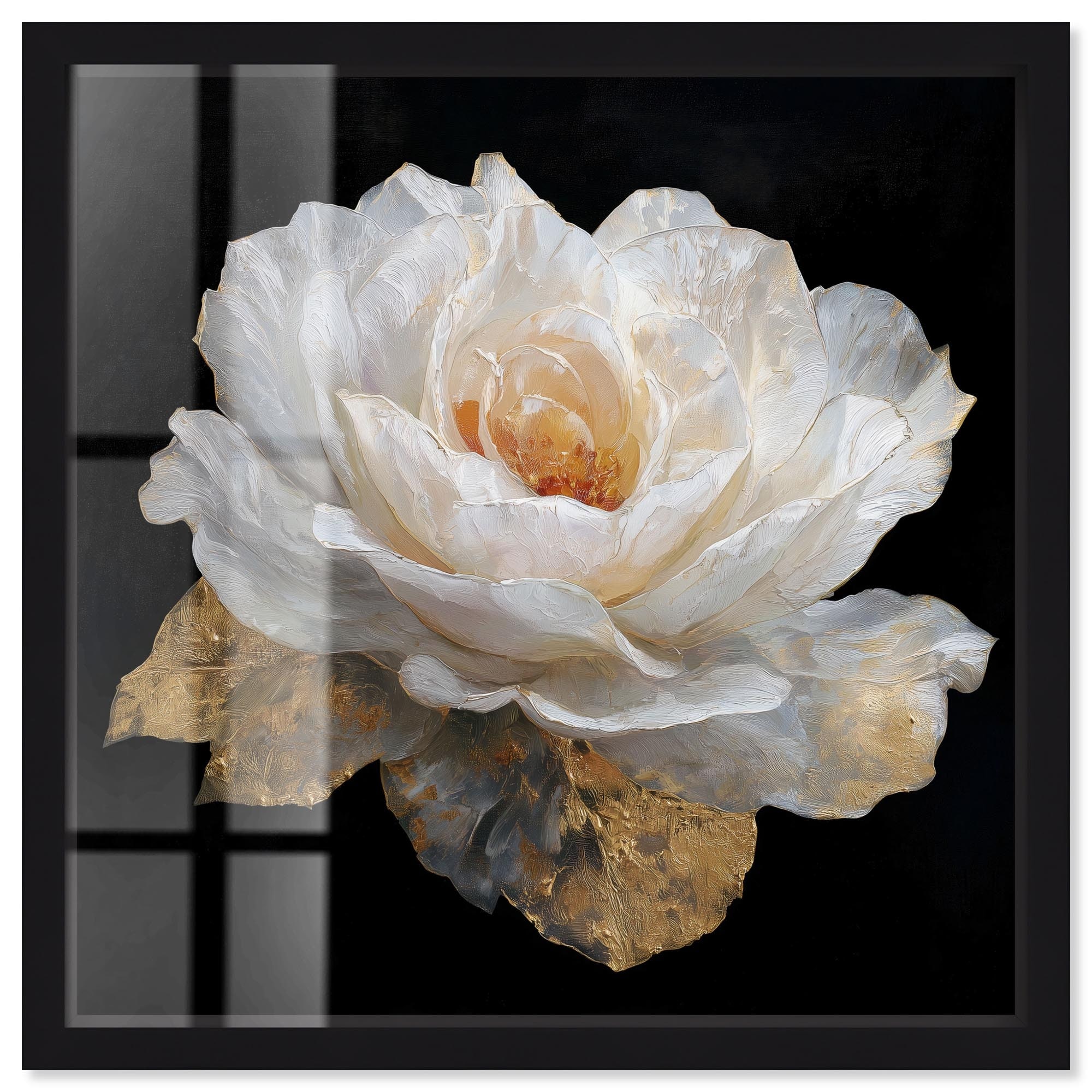 Golden Nocturne II Floral Wall Art Shadowbox Print by Art Remedy