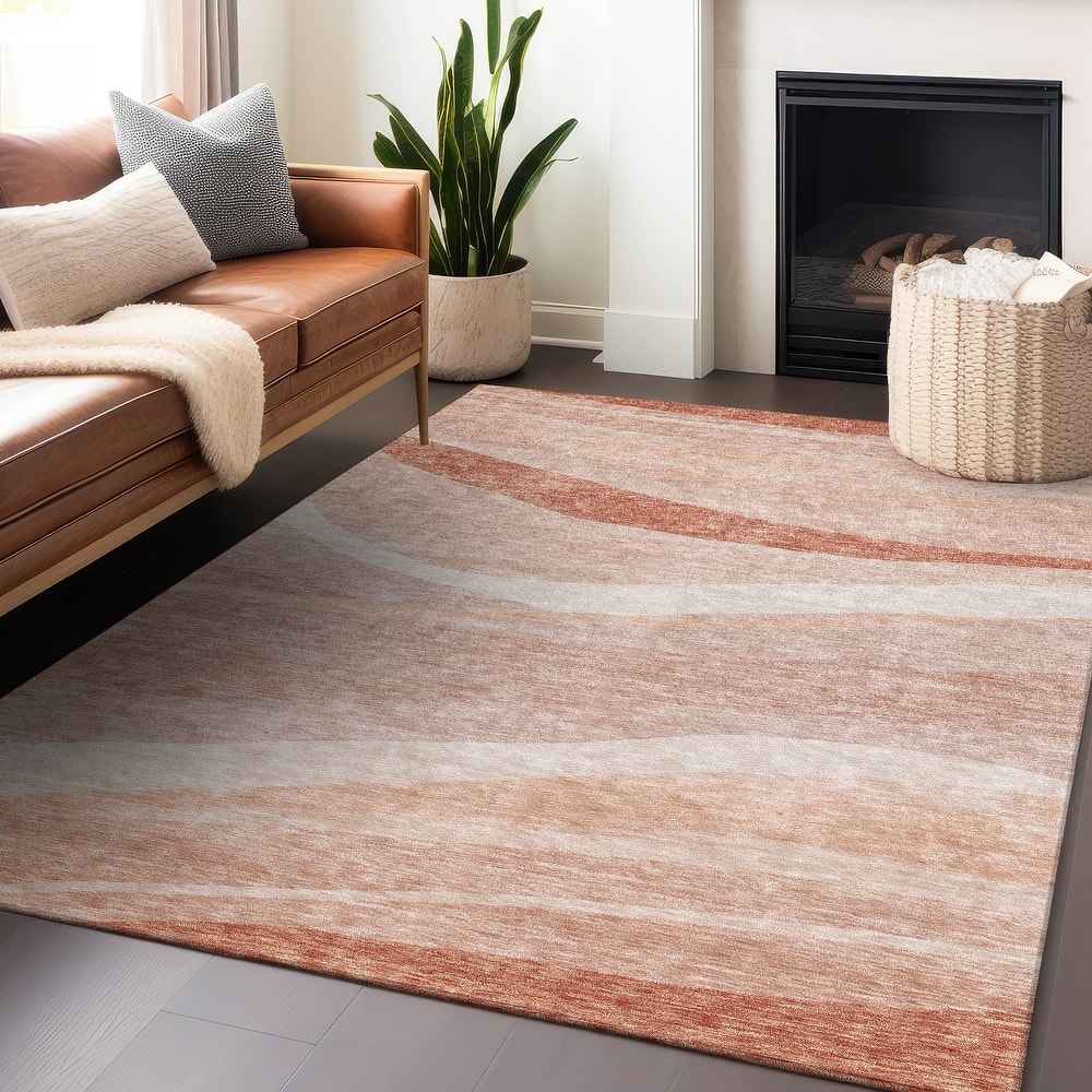 Machine Washable Indoor/ Outdoor Contemporary Deco Chantille Rug