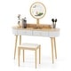 preview thumbnail 24 of 38, Costway Solid Wood Makeup Vanity Desk Set with LED Lighted Mirror