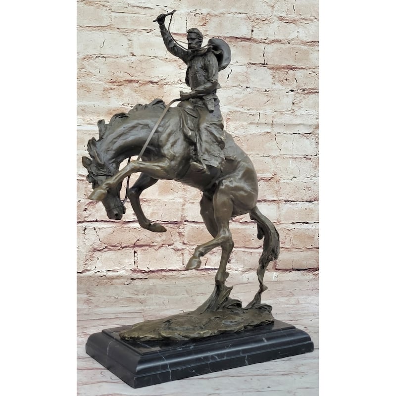 Bronco Buster Hot Cast Bronze Western Americana Decor Sculpture Statue Reproduction By Remington