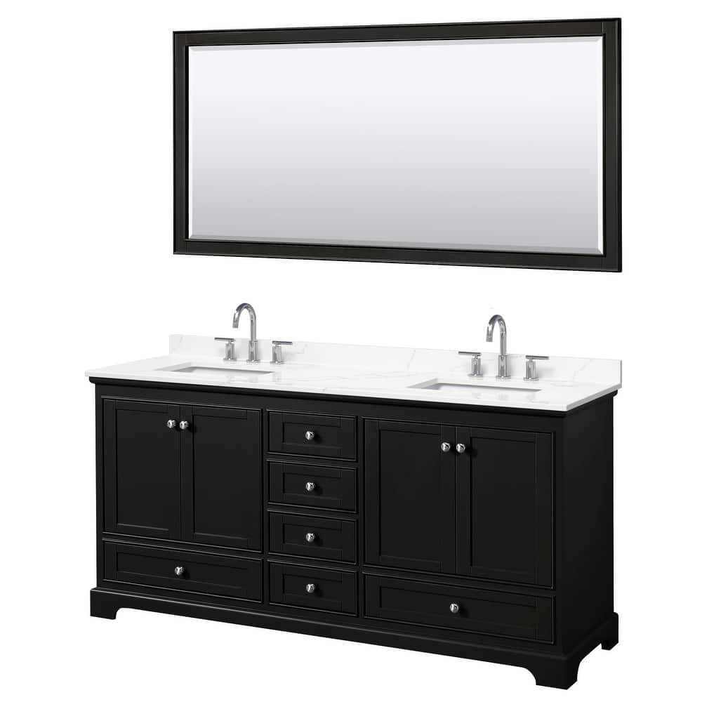 Deborah 72-inch Double Vanity, Quartz Top, 70-inch Mirror
