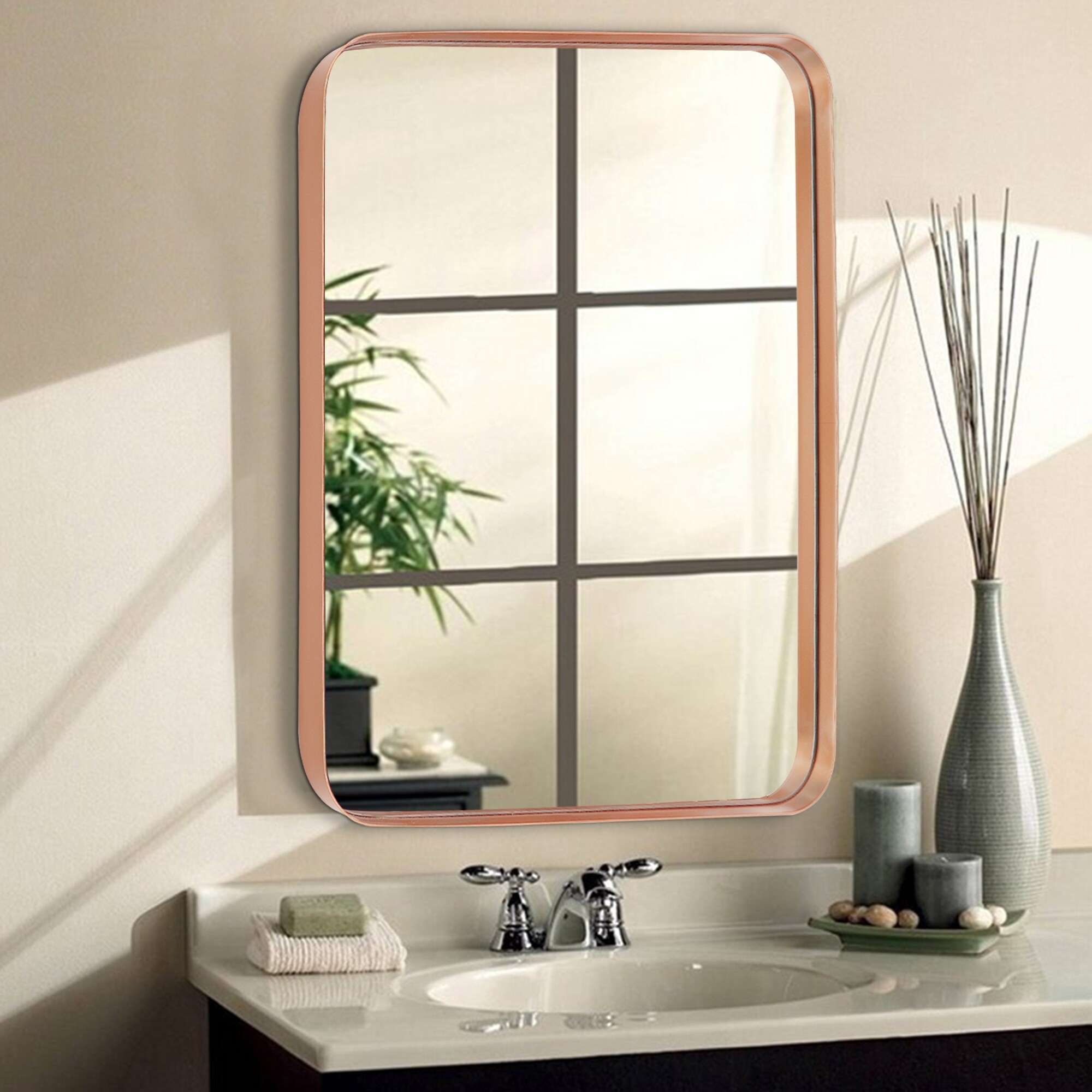 Wall Mirror Vanity Mirror Bathroom Mirror with Round Corner - Picture 17 of 22