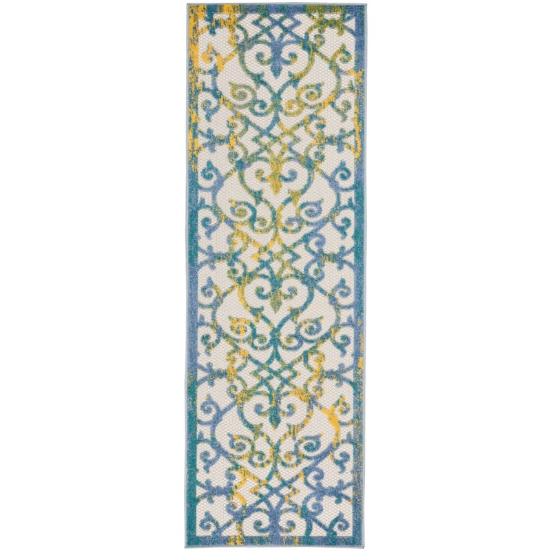 Nourison Aloha Transitional Scroll Indoor/Outdoor Damask Rug