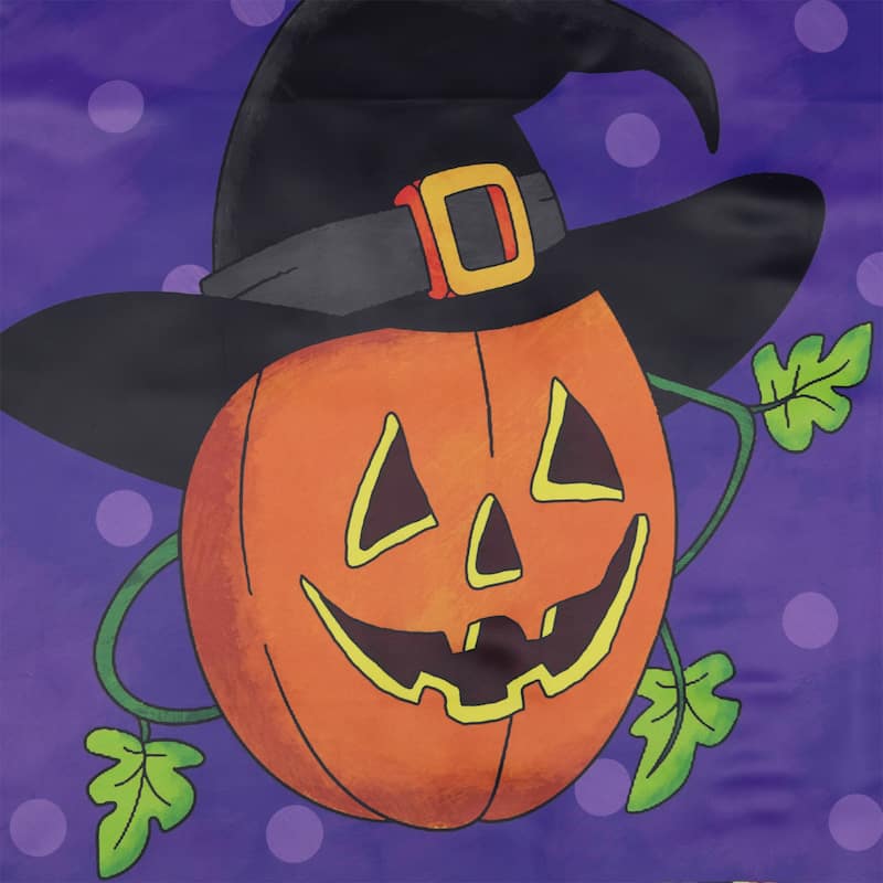 Happy Halloween Pumpkin in a Witch Hat Outdoor House Flag 28" x 40"