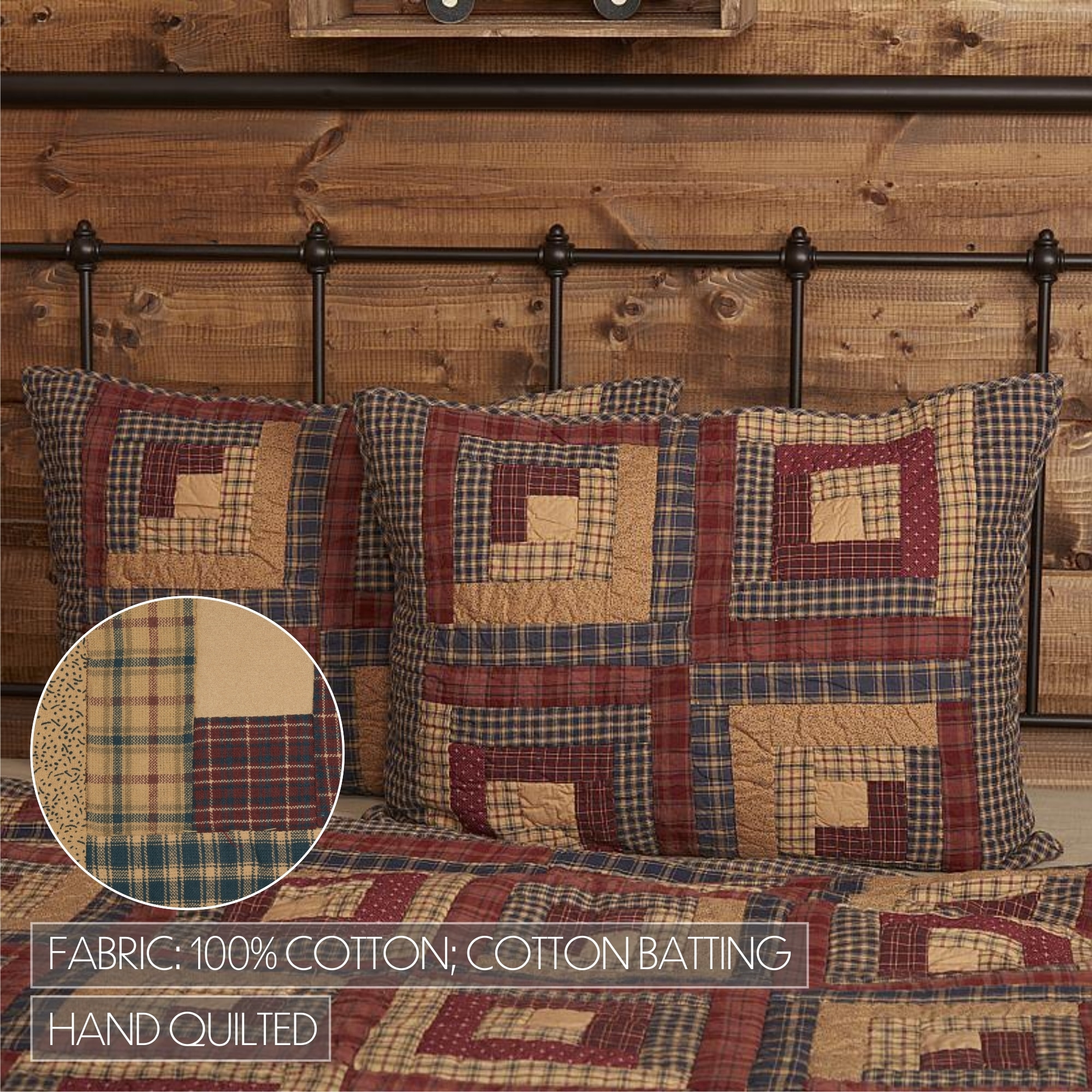 Red Rustic Bedding VHC Millsboro Sham Cotton Patchwork