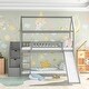 preview thumbnail 1 of 39, Twin Over Twin Bunk Bed with Slide, House Bed with Slide Grey