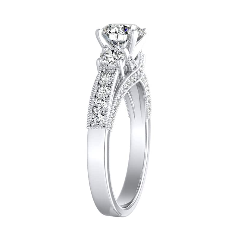 Auriya 14k Gold Vintage 3-Stone Round Diamond Engagement Ring 1 1/6ctw (G-H, VS1-VS2)