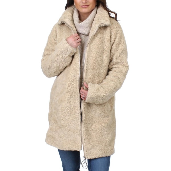Shop Steve Madden Womens Midi Coat Winter Sherpa Overstock
