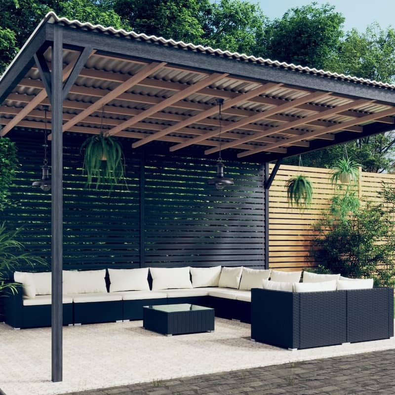 vidaXL Patio Lounge Set Outdoor Sectional Sofa Set Table Garden Poly Rattan - 27.6" x 27.6" x 23.8"