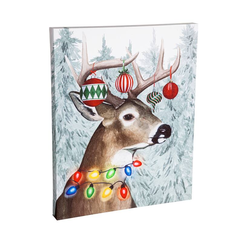 20" H x 16" L LED Indoor Canvas, Festive Forest