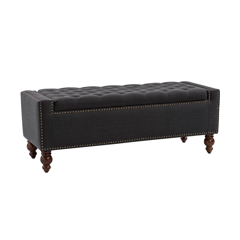 Felix Classic Button-Tufted Storage Bench With Nailhead Trims By HULALA HOME