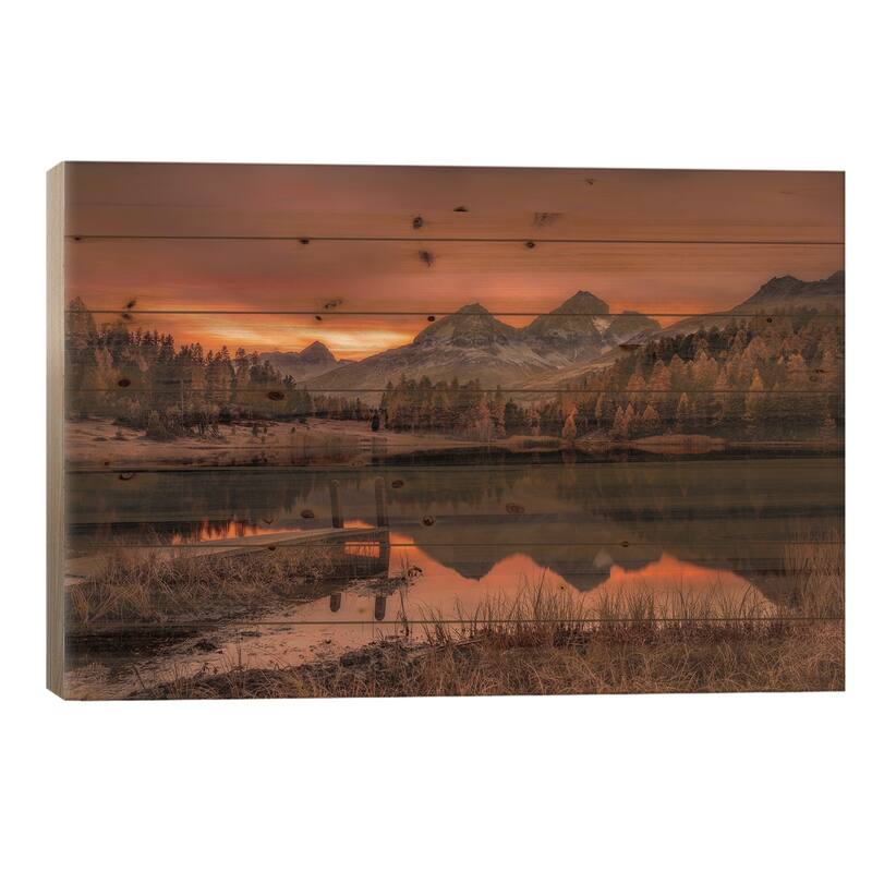Calm Print On Wood by Andreas Agazzi - Multi-Color - 26x40x1.5