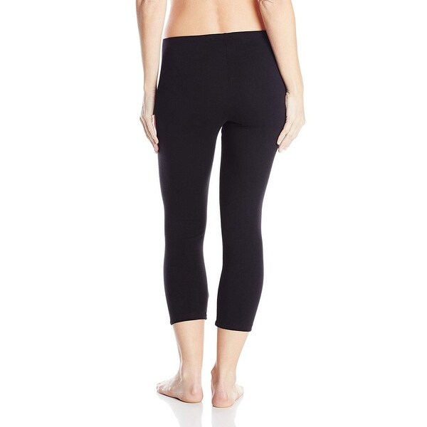Women/'s Solid Color Capri Jeggings Leggings Stretch Pants Black Sz.LARGE