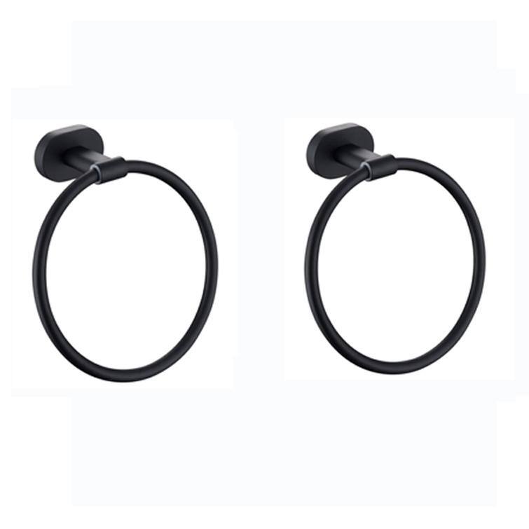 2-Pack 6.5 in. Towel Ring Rustproof Hand Towel Holder - Black