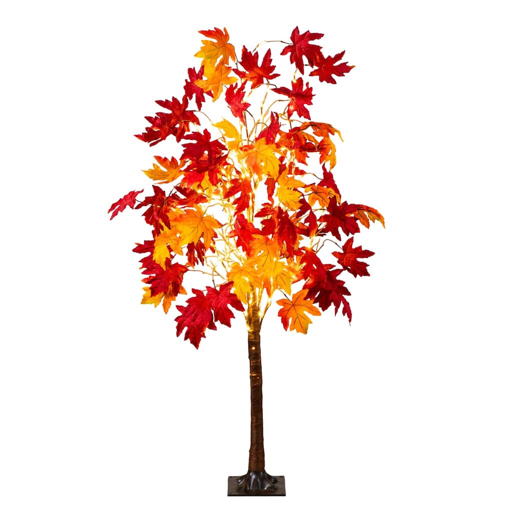 Pre-Lit Weeping Maple Fall Harvest Artificial Tree - 5' - Warm White LED Lights
