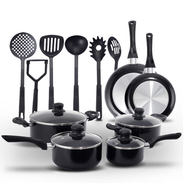 Costway 16 Piece Non Stick Cooking Kitchen Cookware Set Pots And Pans Kitchen Set - Black