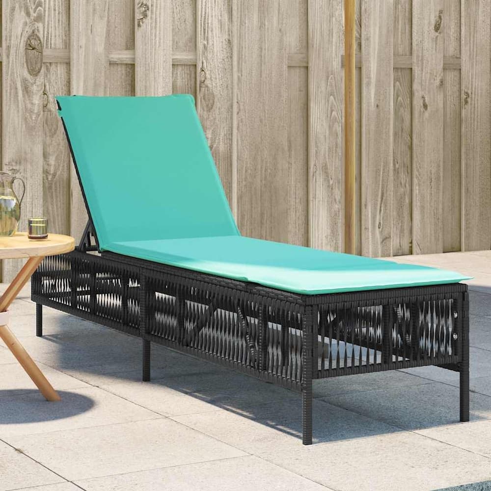 vidaXL Sun Lounger with Cushion Chaise Lounge Poly Rattan Brown/Gray/Black