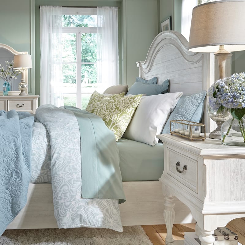 Bayside Antique White Panel Bed