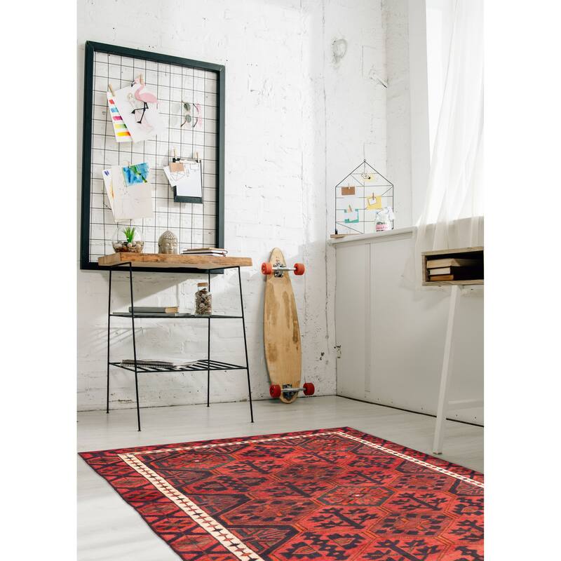 ECARPETGALLERY Hand-knotted Kayseri Vintage Red Wool Rug - 4'7 x 7'1