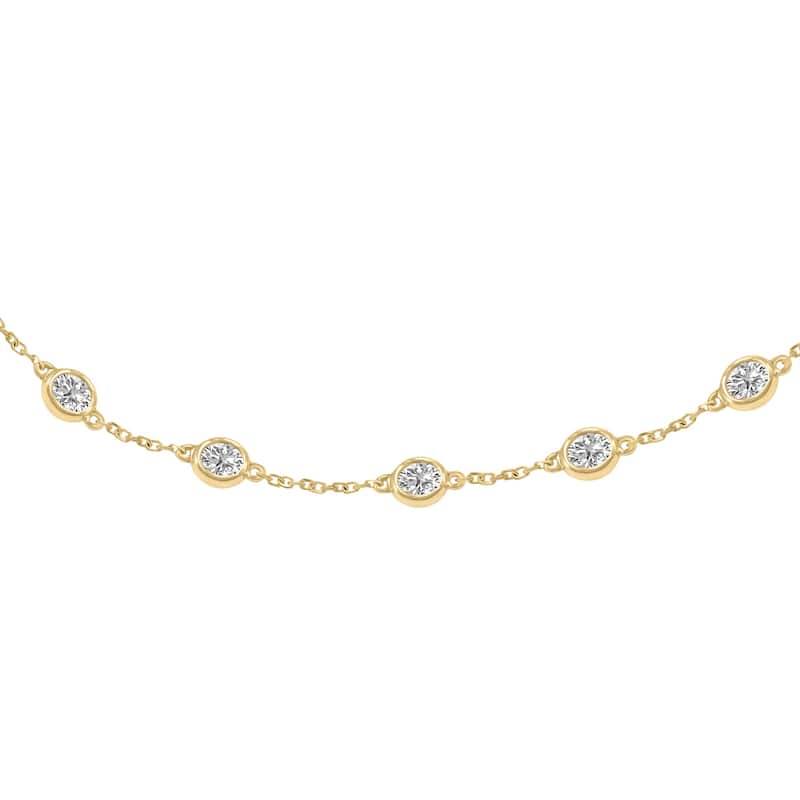 Marquee 1 Carat TW Bezel Set Lab Grown Diamond Station Bracelet in 14K Yellow Gold