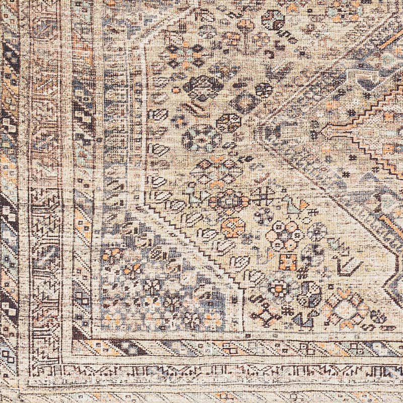 Livabliss Verninac Distressed Medallion Printed Washable Rug