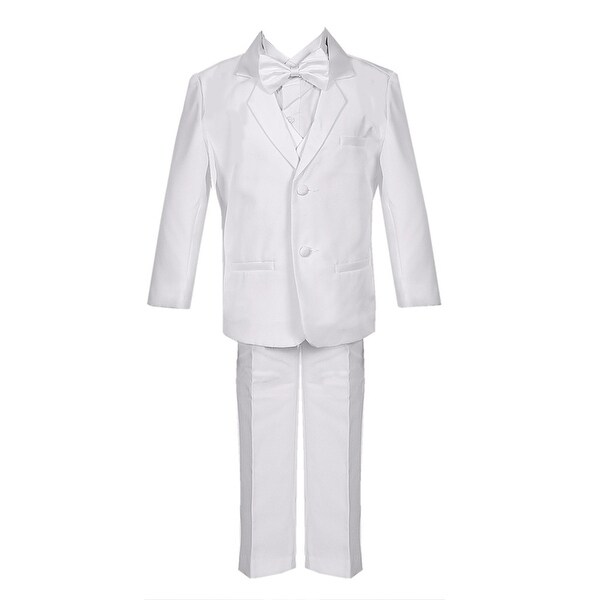 Big Boys White 5 Piece Vest Jacket Pants Special Occasion Tuxedo Suit