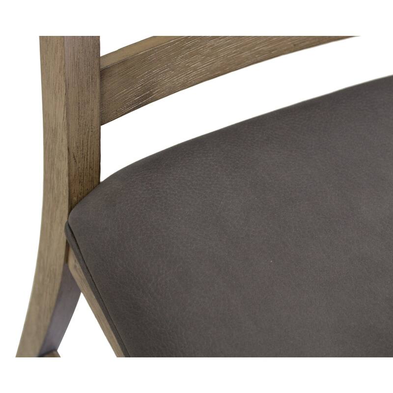 Dining Chairs Set of 2, Gray Upholstered Side Chairs, Acacia Wood Frame, Modern Rustic Design