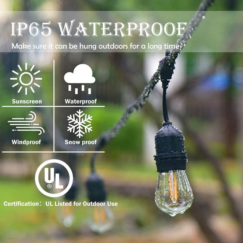 96FT Outdoor String Lights Commercial Grade Waterproof Lights