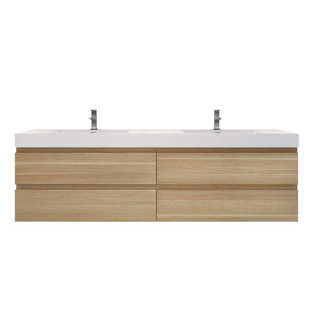 Baillie 84'' Wall-Mounted Vanity with Double Reinforced Acrylic Sink