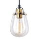preview thumbnail 9 of 7, Kassidy Black and Brass Industrial Teardrop Mini Pendant Ceiling Light Clear Glass - 5-in W x 16-in H x 5-in D