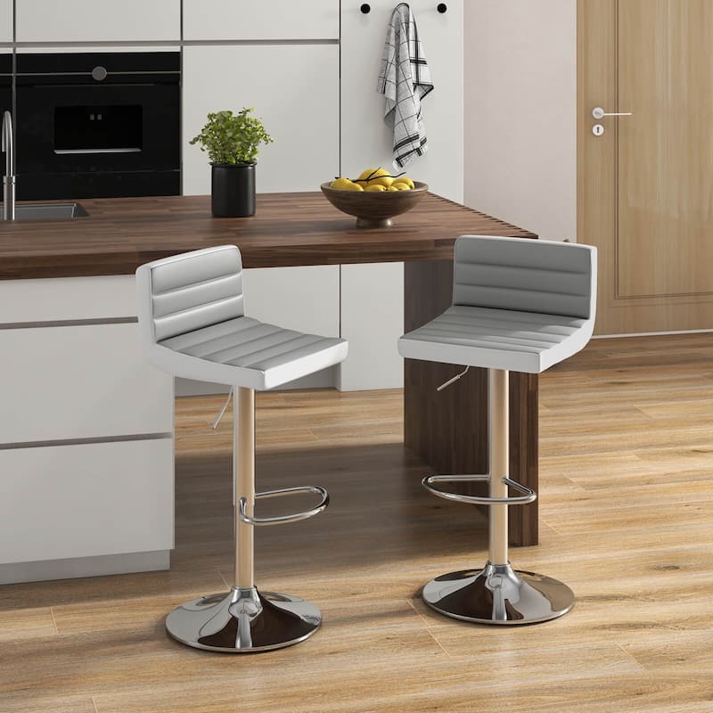 Costway Set of 2 Bar Stools Adjustable Barstool PU Leather Swivel Pub - Set of 2