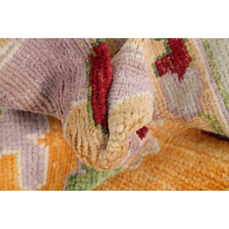 Hand Knotted Oriental 100% Wool Carpet Transitional Floral Green Oushak Area Rug - 9' 9'' X 6' 11''