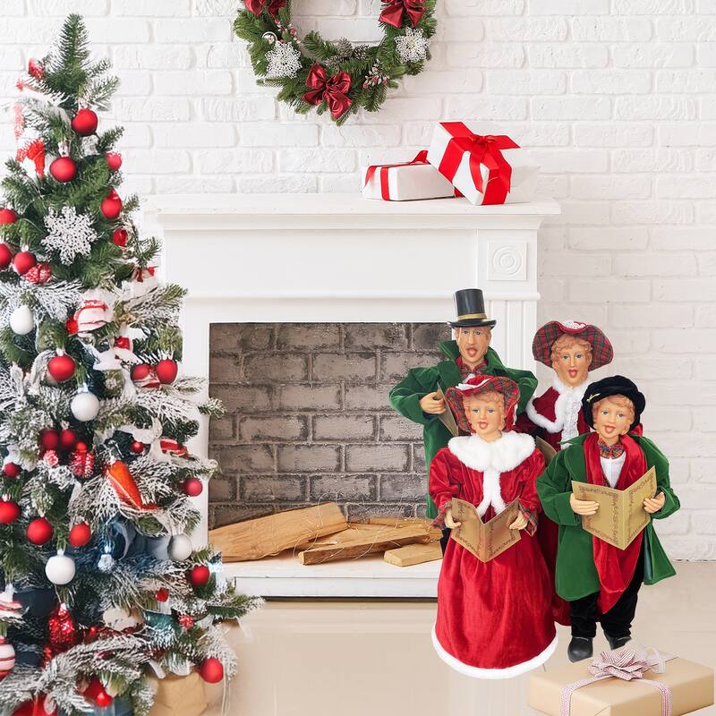 27 inches To 37 inches Dickens Carolers, Set of 4 - red