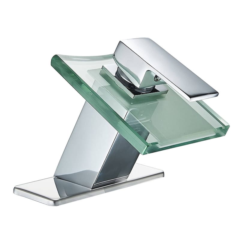 Waterfall Bathroom Sink Faucet Chrome Single Hole Bathroom Faucets Single Handle Modern Glass Spout Basin Vanity Taps - Chrome