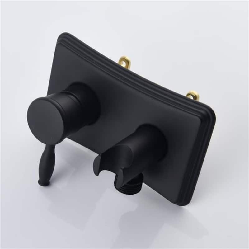 Black Bathroom Bidet Sprayer Handheld with Two Outlet Modes Brass Body Stainless Steel - 9.25 x 6.69 x 3.74 in.