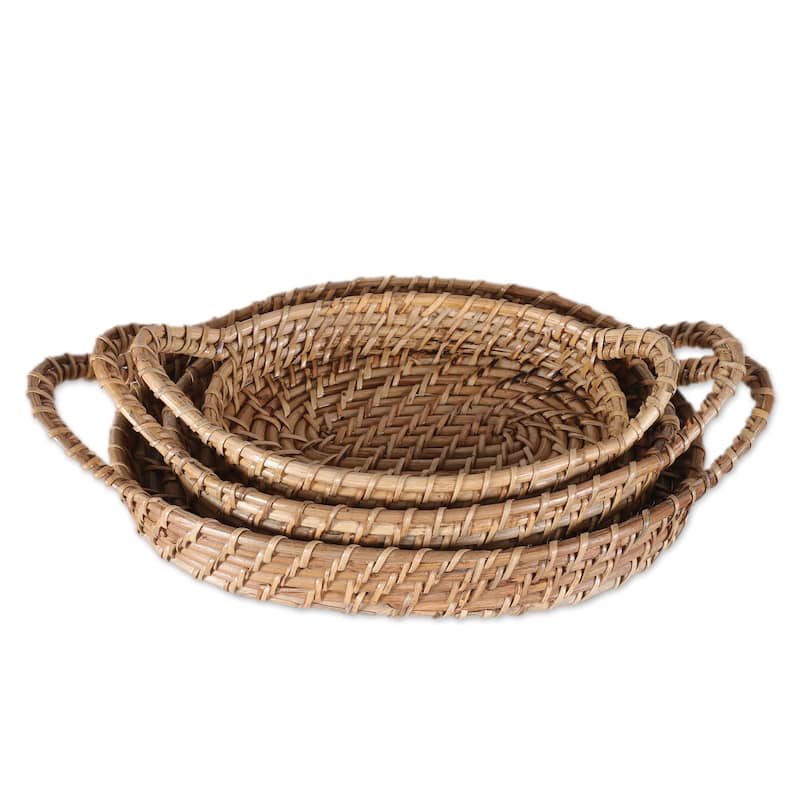 Novica Handmade Visit To Paradise Natural Fiber Baskets (Set Of 3)