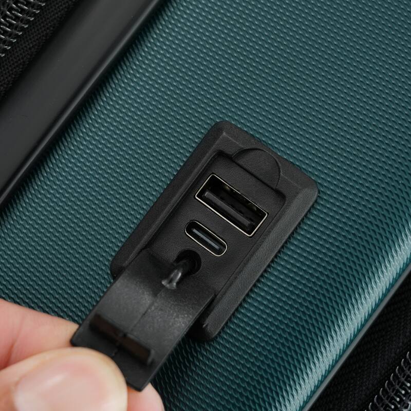 Luggage Sets 5 Piece with Front Opening, Hardside Expandable Carry On Suitcase Set with Double Spinner Wheel with USB Port