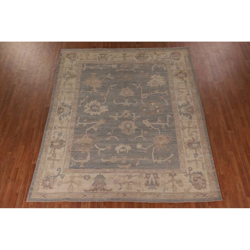 Vegetable Dye Oushak Area Rug Hand-Knotted Wool Carpet - 8'3" x 9'8"