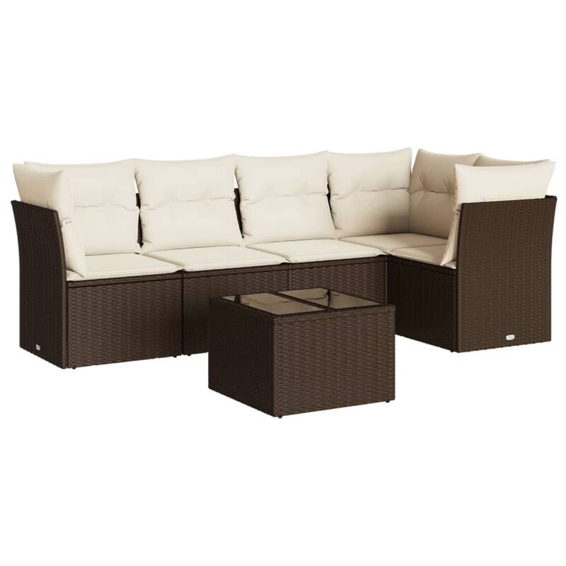 vidaXL Garden Sofa Set Brown PE Rattan, Powder-Coated Steel, Tempered Glass - 21.7 x 21.7 x 14.6