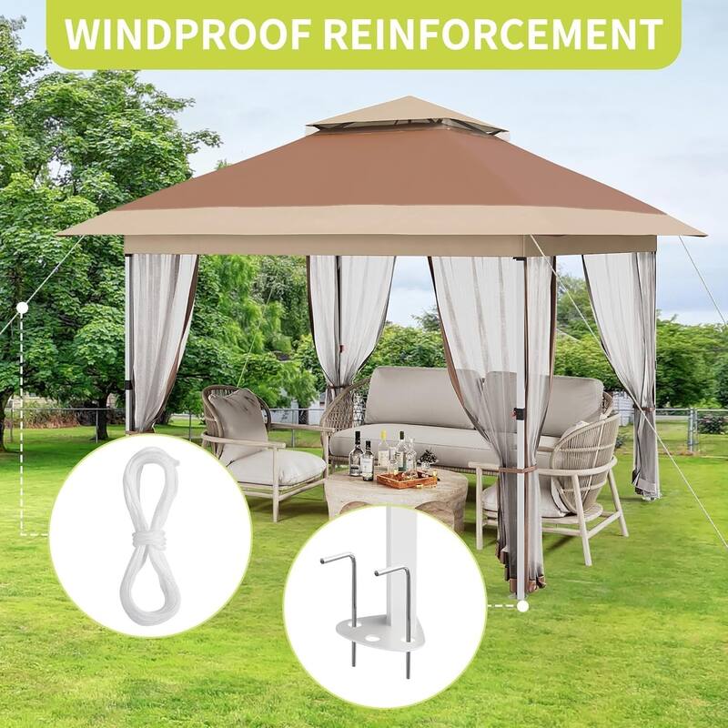 12x12FT Pop-Up Gazebo Waterproof Canopy Tent for Patio Garden Backyard - 12X12 Ft