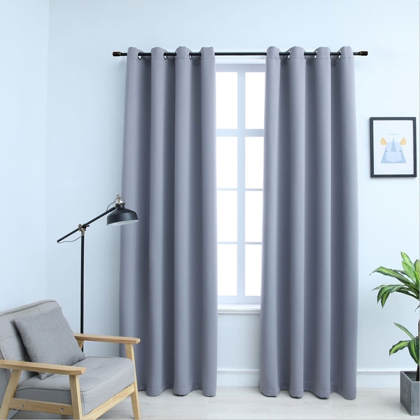Blackout Curtains with Rings 2 pcs Gray 54 x84 Fabric Bed Bath Beyond 35206008
