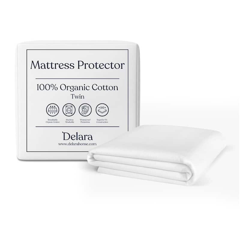 Delara 100% Organic Cotton Mattress Protector 300TC Cover - Twin(39"X75")